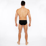 BLACK HEXAGON TEXTURED SWIM BRIEF W/BUCKLE ST-8021-02