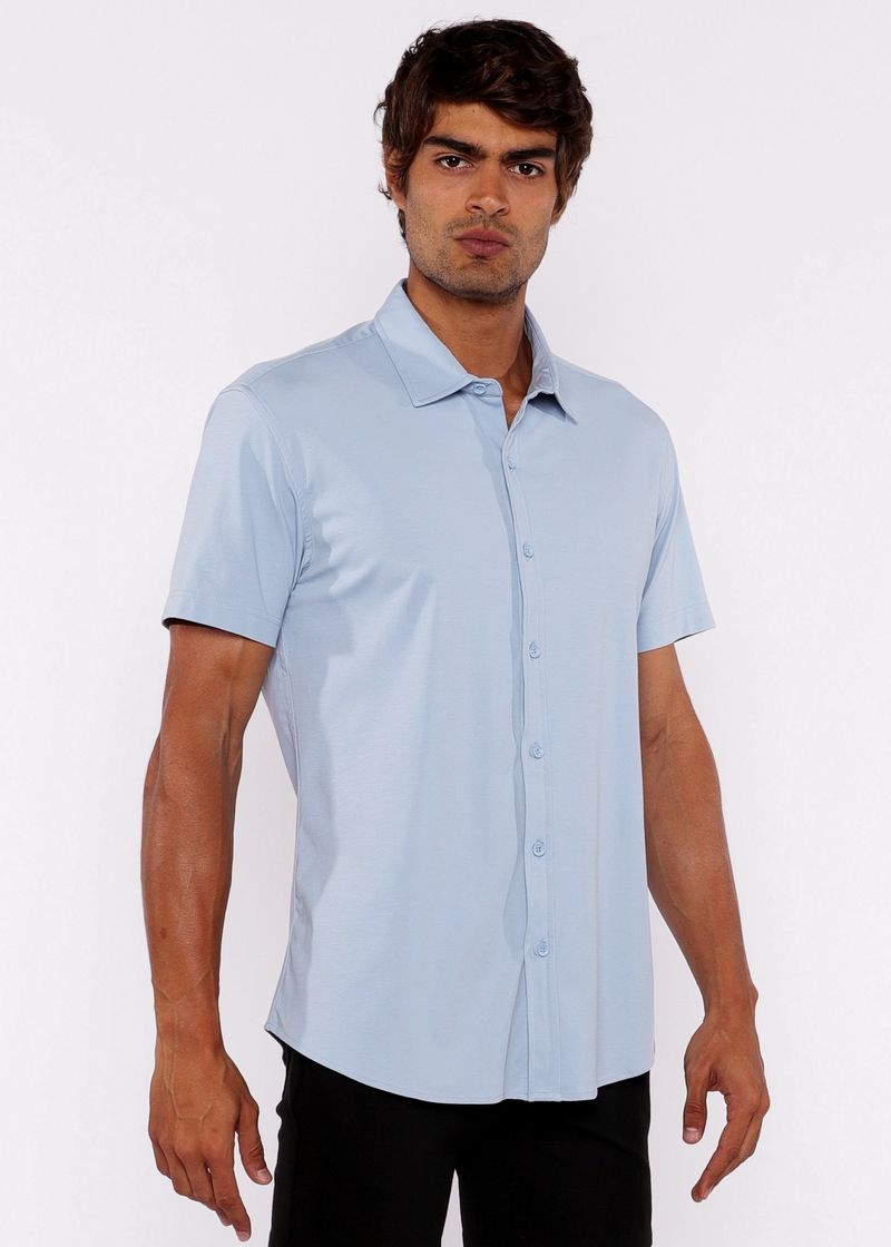 BLUE DEW SOLID STRETCH JERSEY KNIT SHORT SLEEVE SHIRT ST-963-03