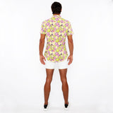 TROPICAL FRUITS PRINTED COTTON JERSEY KNIT SHORT SLEEVE SHIRT ST-9332