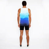 CERULEAN GRADIENT PRINTED STRETCH MESH TANK TOP ST-11138