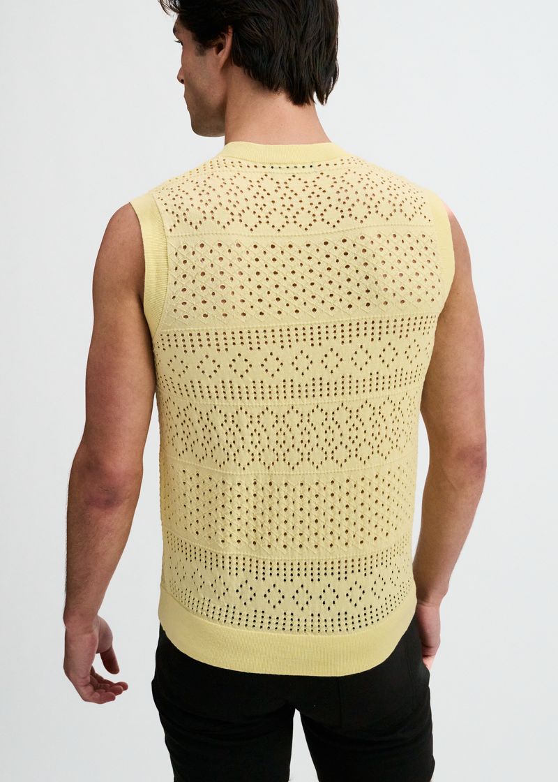 CREAM PUFF POINTELLE OPEN KNIT VEST ST-24310