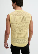 CREAM PUFF POINTELLE OPEN KNIT VEST ST-24310
