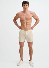 ECRU 5" INSEAM TEXTURED STRETCH KNIT CHINO SHORTS W/ ZIP POCKETS ST-1986-10