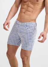 NAVY HOUNDSTOOTH 5" INSEAM TWEED-LOOK JACQUARD STRETCH KNIT JEANS SHORTS ST-1932-106