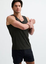 BLACK GEOMETRIC STRETCH MESH PERFORMANCE TANK ST-295
