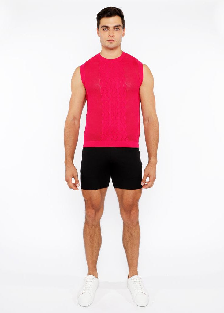 トップス theredthread message tank red NEON ORANGE SPINE LASER CUT TANK TOP