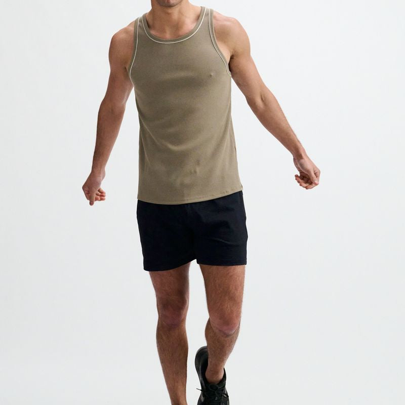 RANGER/WHITE RIB STRETCH COTTON/TENCEL TANK W/FINE PIPING DETAIL STA-16011