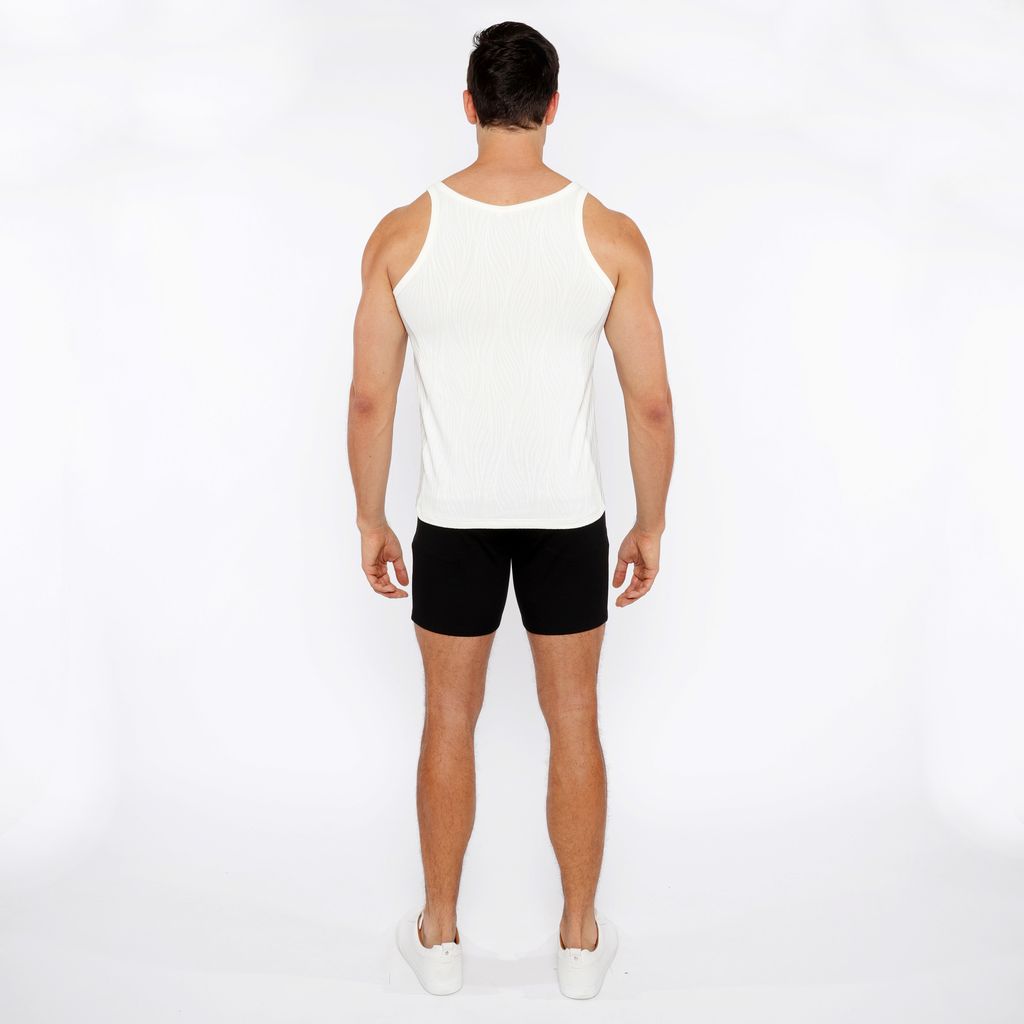 ECRU VEINS STRETCH TEXTURED KNIT TANK TOP ST-11128
