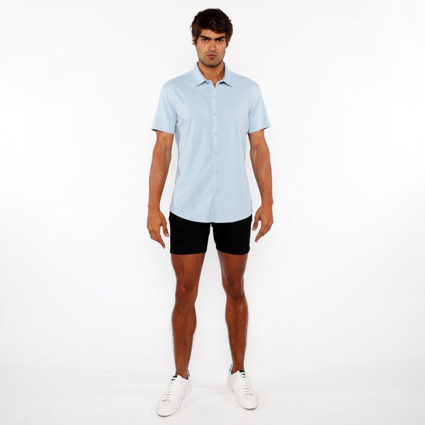 BLUE DEW SOLID STRETCH JERSEY KNIT SHORT SLEEVE SHIRT ST-963-03
