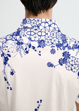 NAVY/WHITE FLORAL ENGINEERED BORDER PRINT COTTON KNIT JERSEY SHORT SLEEVE SHIRT ST-9351