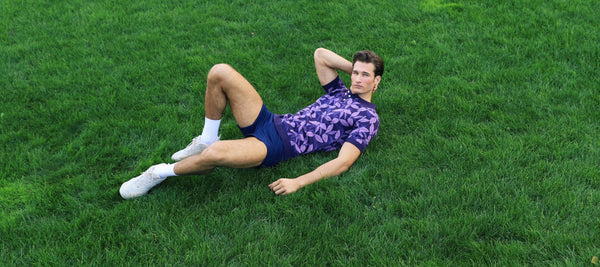 LILAC/PURPLE LEAVES JACQUARD KNIT 3-BUTTON POLO ST-24308