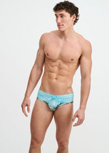 BLUSH/AQUA PALMS PRINTED SWIM BRIEF ST-8015-32