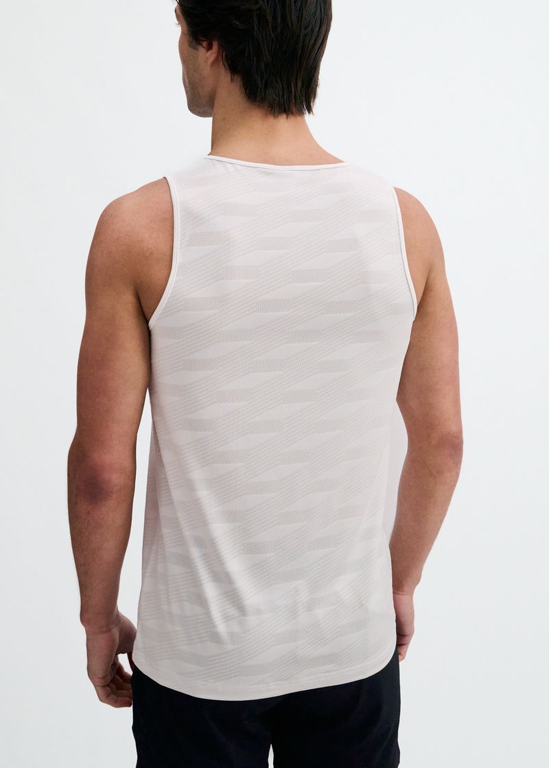 WHITE GEOMETRIC STRETCH MESH PERFORMANCE TANK ST-295