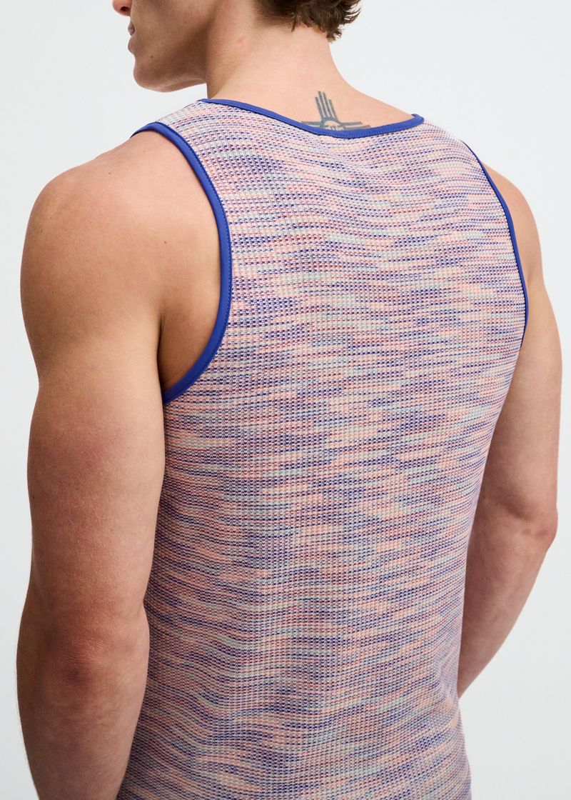 PURPLE SPACE DYE TEXTURED STRETCH KNIT TANK ST-11142