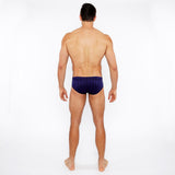 NAVY ARROWS TEXTURED SWIM BRIEF W/BUCKLE ST-8021-01