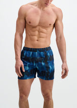 BLUE/NAVY ABSTRACT PRINTED MESH STRETCH PERFORMANCE SHORTS ST-1469-12