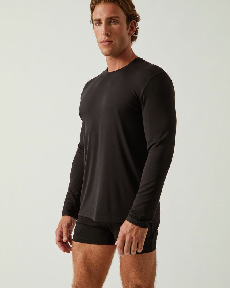 BLACK STONE SOLID STRETCH MODAL CREW NECK LONG SLEEVE TEE ST-9012