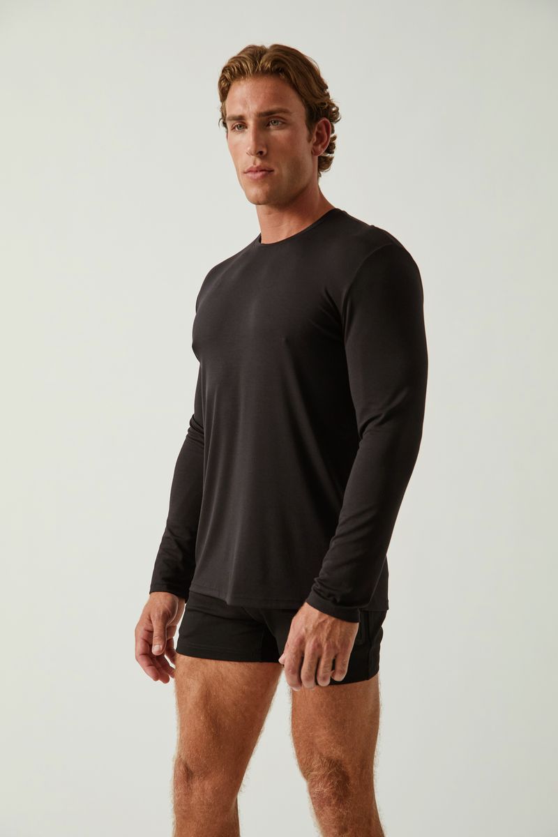 BLACK STONE SOLID STRETCH MODAL CREW NECK LONG SLEEVE TEE ST-9012