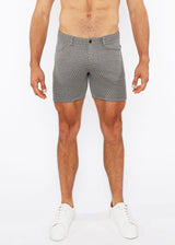 GREY/TAUPE MINI DIAMONDS 5" INSEAM JACQUARD STRETCH KNIT JEANS SHORTS ST-1932-86