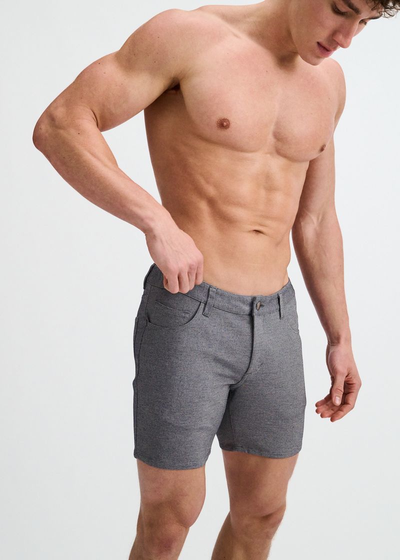 BLUE GREY 5" INSEAM STRETCH KNIT JEANS SHORTS ST-1932