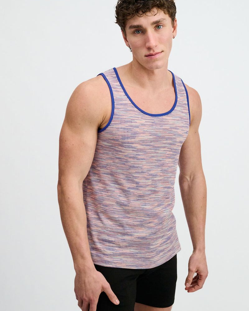 PURPLE SPACE DYE TEXTURED STRETCH KNIT TANK ST-11142