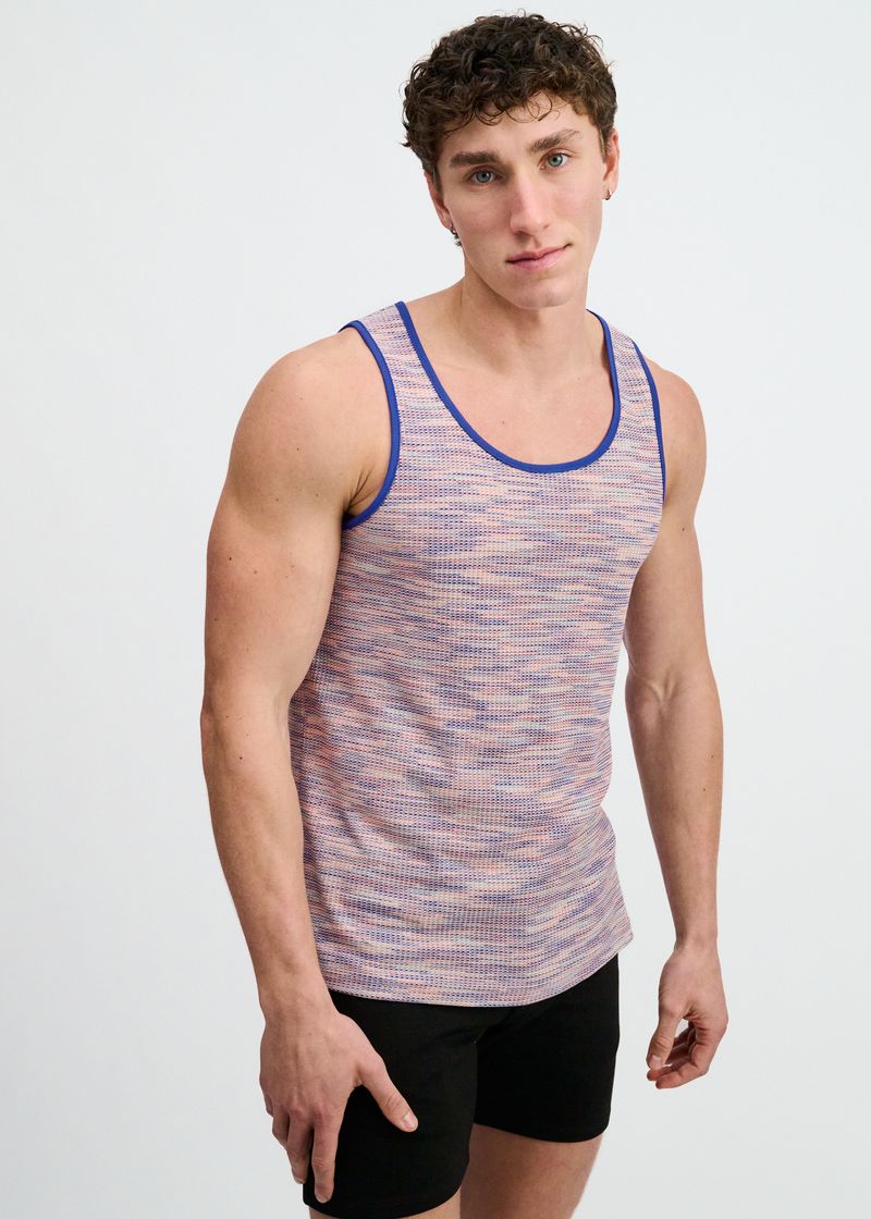 PURPLE SPACE DYE TEXTURED STRETCH KNIT TANK ST-11142