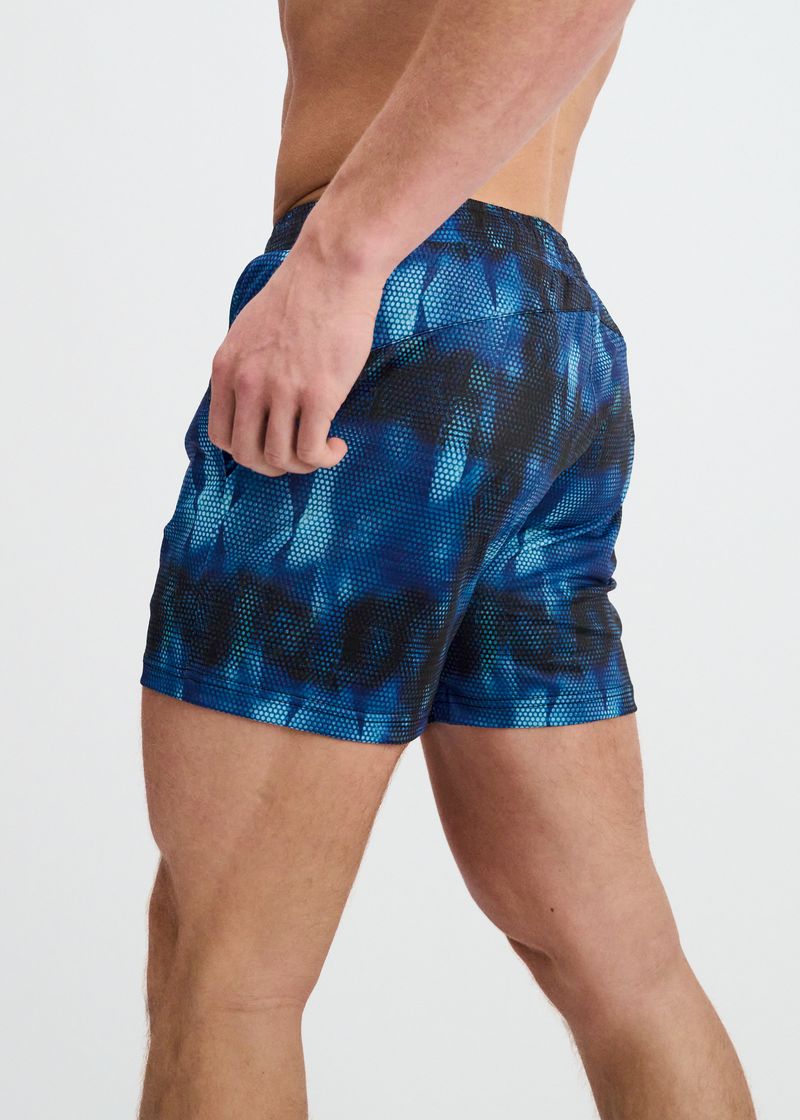 BLUE/NAVY ABSTRACT PRINTED MESH STRETCH PERFORMANCE SHORTS ST-1469-12