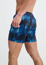 BLUE/NAVY ABSTRACT PRINTED MESH STRETCH PERFORMANCE SHORTS ST-1469-12