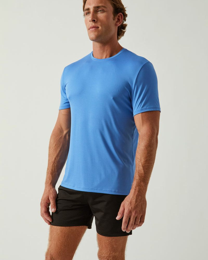 MONARCH BLUE SOLID STRETCH MODAL CREW NECK TEE ST-9011