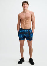 BLUE/NAVY ABSTRACT PRINTED MESH STRETCH PERFORMANCE SHORTS ST-1469-12