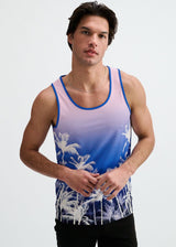 PURPLE/PINK PALMS PRINTED STRETCH MESH TANK ST-11145