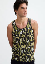 ALOE/BLACK ABSTRACT PRINTED STRETCH MESH PERFORMANCE TANK ST-299