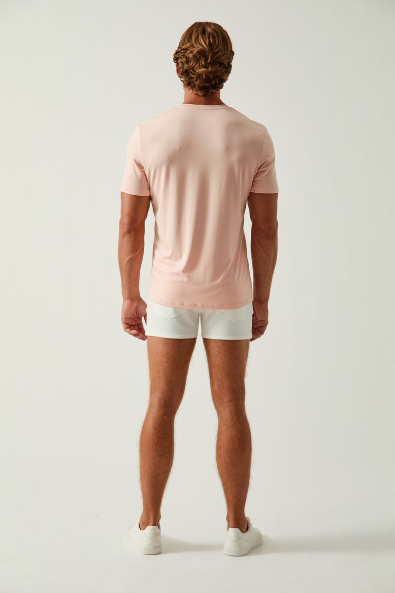 PINK SALT SOLID STRETCH MODAL V- NECK TEE ST-9010