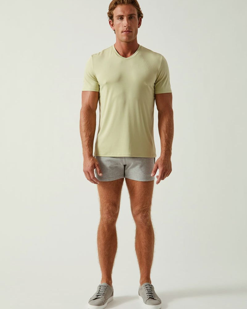 SPROUT GREEN SOLID STRETCH MODAL V- NECK TEE ST-9010