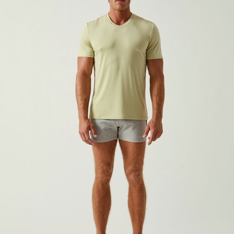 SPROUT GREEN SOLID STRETCH MODAL V- NECK TEE ST-9010