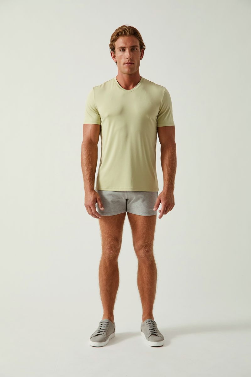 SPROUT GREEN SOLID STRETCH MODAL V- NECK TEE ST-9010