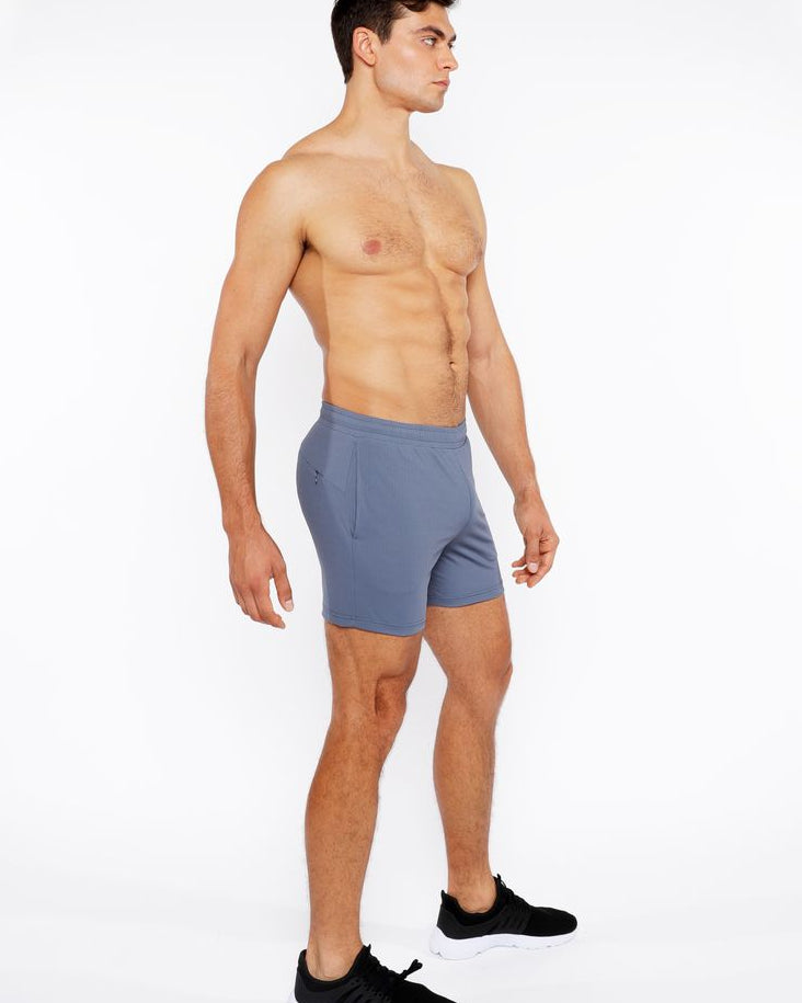 SLATE GREY TEXTURED MESH STRETCH PERFORMANCE SHORTS ST-1466-96