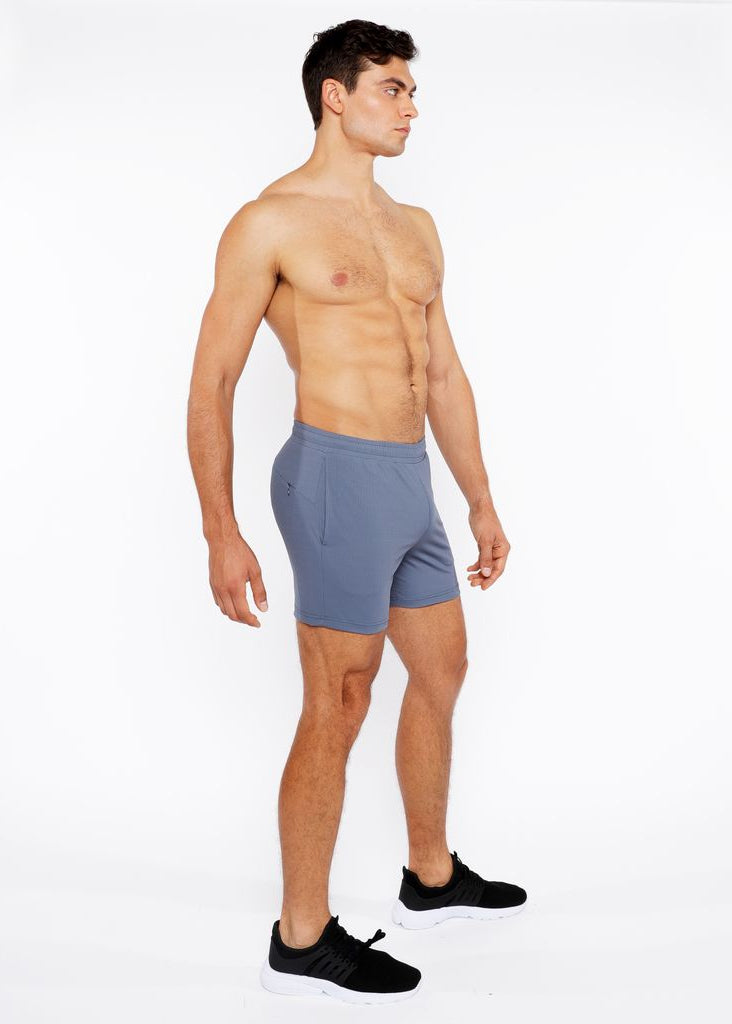 SLATE GREY TEXTURED MESH STRETCH PERFORMANCE SHORTS ST-1466-96
