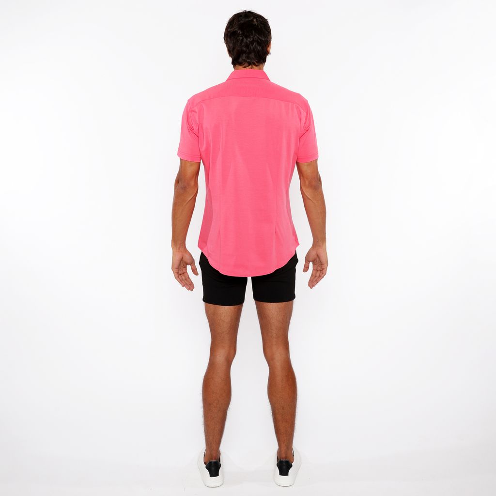PINK PEONY SOLID STRETCH JERSEY KNIT SHORT SLEEVE SHIRT ST-963-03