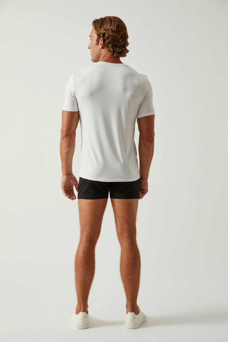 CHALK WHITE SOLID STRETCH MODAL V- NECK TEE ST-9010