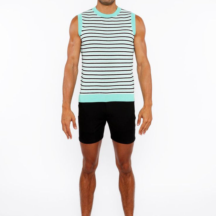 BUD/MIDNIGHT STRIPE OPEN KNIT VEST ST-24302