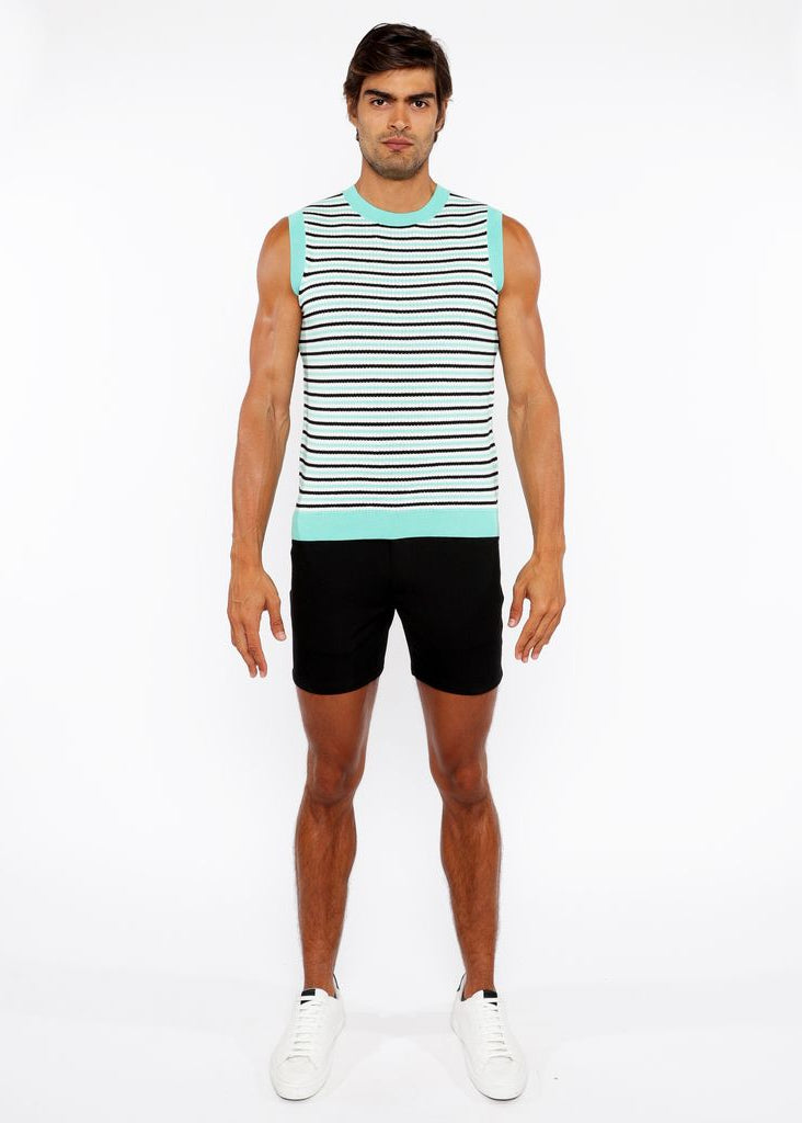 BUD/MIDNIGHT STRIPE OPEN KNIT VEST ST-24302