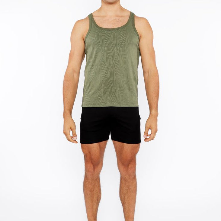 CELADON VEINS STRETCH TEXTURED KNIT TANK TOP ST-11128