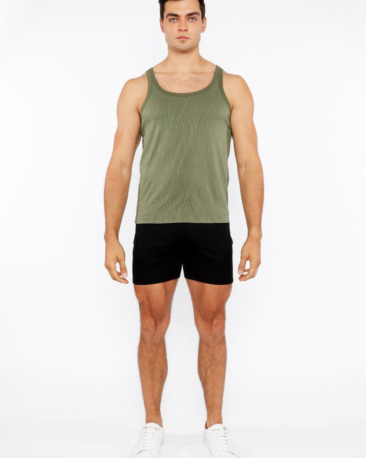 CELADON VEINS STRETCH TEXTURED KNIT TANK TOP ST-11128
