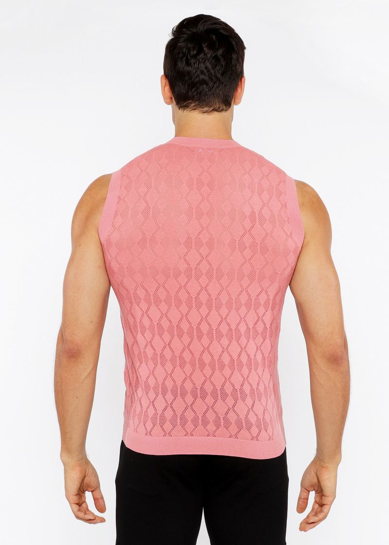 PEACH AMBER DIAMOND POINTELLE KNITTED VEST ST-24301
