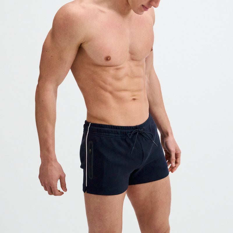 NAVY 3.5" INSEAM STRETCH SHORTS W/ SIDE PIPING STA-10514