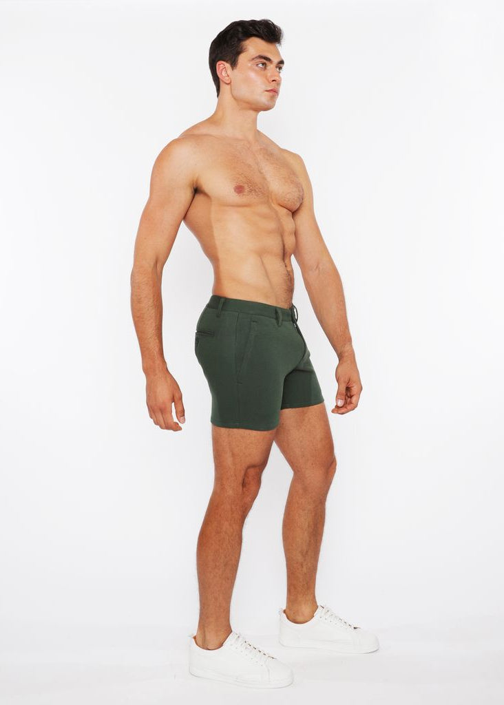 PINE 5"INSEAM LINEN-LOOK TEXTURED STRETCH KNIT CHINO SHORTS W/ZIP POCKETS ST-1986-09