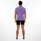 GRAPE/BRICK STRIPE STRETCH OPEN KNIT SHORT SLEEVE SHIRT ST-24062