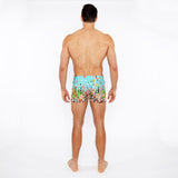 SKY/MULTI CIRCLE BURTS PRINTED SWIM SHORT W/MESH BRIEF LINING ST-8024-01