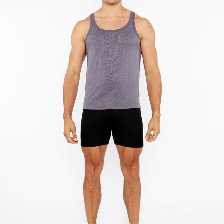 CHARCOAL VEINS STRETCH TEXTURED KNIT TANK TOP ST-11128
